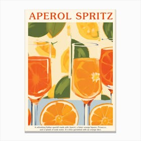 Aperol Spritz Aperitivo Pattern Cocktail Poster Kitchen Art Canvas Print