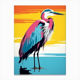Andy Warhol Style Bird Great Blue Heron 2 Canvas Print