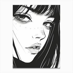 Girl With Black Hair Cool Drawing Modern Illustration Canvas Print