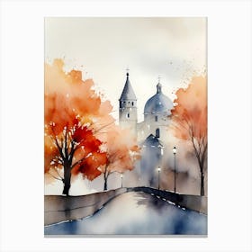 Watercolor Of Autumn Trees 12 Canvas Print