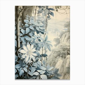 Vintage Jungle Botanical Illustration Passion Flower 2 Canvas Print