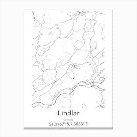 Lindlar,Germany Minimalist Map Canvas Print