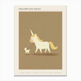 Unicorn Walking A Dog Muted Pastels 2 Poster Canvas Print