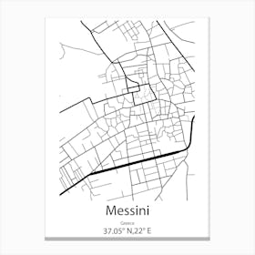 Messini,Greece Minimalist Map Canvas Print