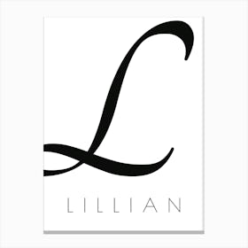 Lillian Typography Name Initial Word Canvas Print