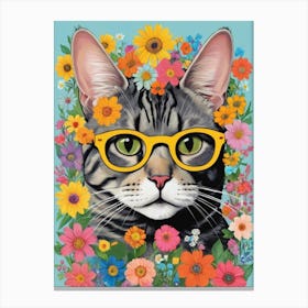 Cat In Flowers 9 Canvas Print