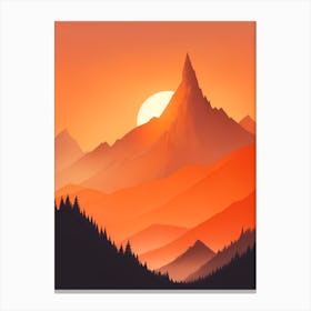 Misty Mountains Vertical Composition In Orange Tone 52 Canvas Print