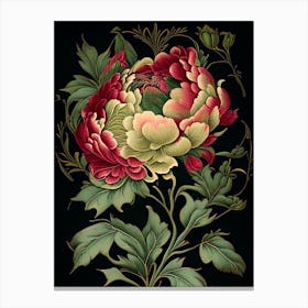Peony Floral 1 Botanical Vintage Poster Flower Canvas Print