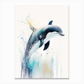 Commerson S Dolphin Storybook Watercolour  (4) Canvas Print