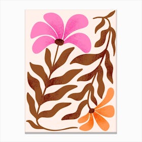 Pink and Orange Flowers Matisse Style Canvas Print