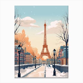 Retro Winter Illustration Paris France 3 Canvas Print