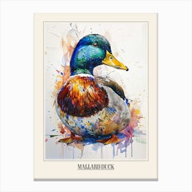 Mallard Duck Colourful Watercolour 3 Poster Canvas Print