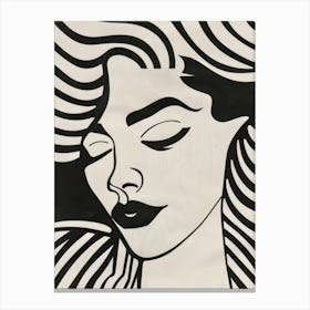 Black And White Drawing Of A Woman Canvas Print