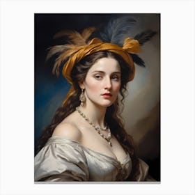 Elegant Classic Woman Portrait Painting (18) Canvas Print