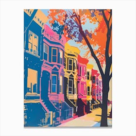 Prospect Heights New York Colourful Silkscreen Illustration 2 Canvas Print