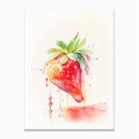 A Single Strawberry, Fruit, Storybook Watercolours 2 Canvas Print