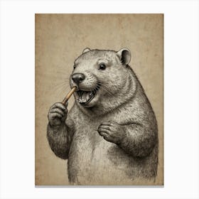 Groundhog Smoking A Cigarette Canvas Print