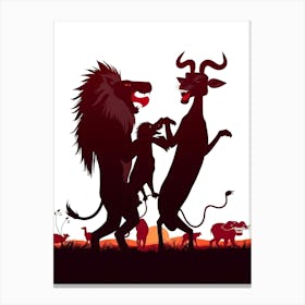 Lions And Zebras Canvas Print