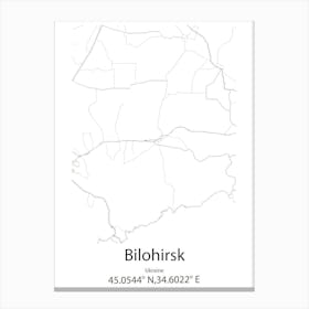 Bilohirsk,Ukraine Minimalist Map Canvas Print