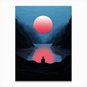 Sunset In The Mountains, Loneliness Canvas Print