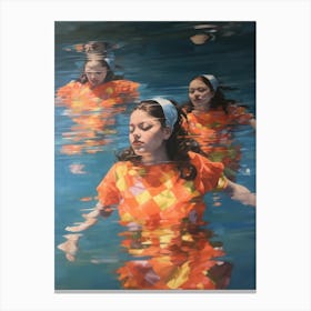 Body Positivity Oil Painting Swimming 1 Canvas Print