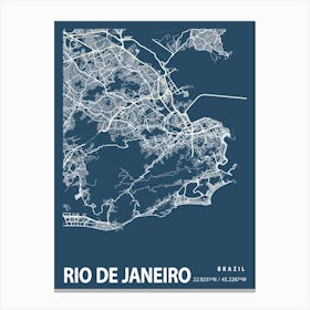 Rio De Janeiro Blueprint City Map 1 Canvas Print