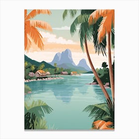 Bora Bora French, Polynesia, Graphic Illustration 3 Canvas Print