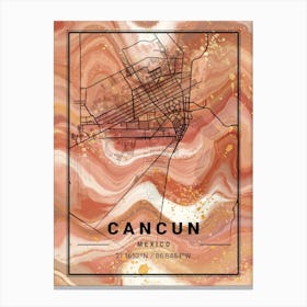 Cancun Map Canvas Print