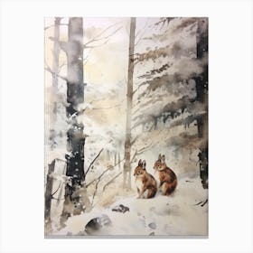 Winter Watercolour Squirrel 1 Canvas Print