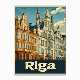 Aihrgdesign A Vintage Travel Poster Of Riga Canvas Print