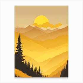 Misty Mountains Vertical Composition In Yellow Tone 6 Canvas Print