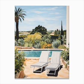 Sun Lounger By The Pool In Cyprus Canvas Print
