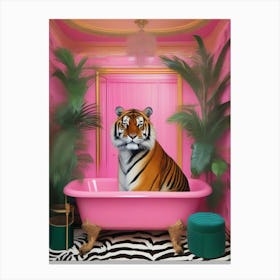 Tiger In Pink Bath Canvas Print