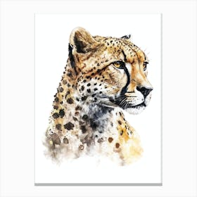 Cheetah Art Watercolor Painting Portrait Canvas Print