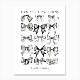 Black And White Bows 2 Pattern Poster Canvas Print