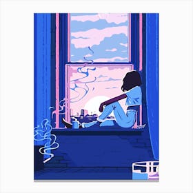 Girl In A Window aesthetic Canvas Print