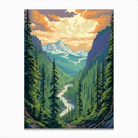 Mount Rainier National Park Retro Pop Art 7 Canvas Print