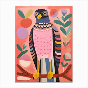 Pink Scandi Eurasian Sparrowhawk 4 Canvas Print