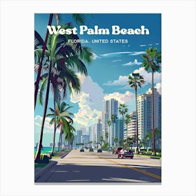 West Palm Beach Florida Summer Travel Illustration Canvas Print