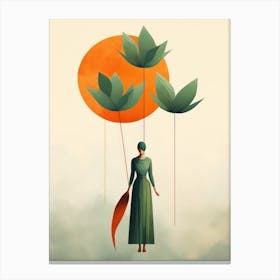 Girl With Leaves Canvas Print