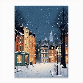 Winter Travel Night Illustration Dublin Ireland 3 Canvas Print