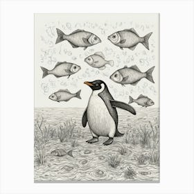 Penguins And Fish Canvas Print