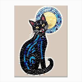 Black Cat With Moon Canvas Print