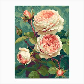 English Roses Painting Entwined 4 Canvas Print