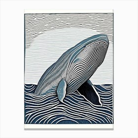 Detailed Whale Linocut Canvas Print