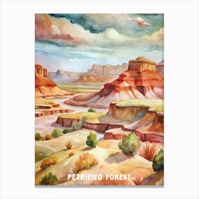 Petrified Forest National Park Watercolor Painting Canvas Print