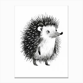 B&W Hedgehog 3 Canvas Print