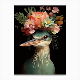 Bird With A Flower Crown Green Heron 4 Canvas Print
