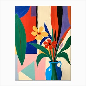 Flowers In A Blue Vase Canvas Print