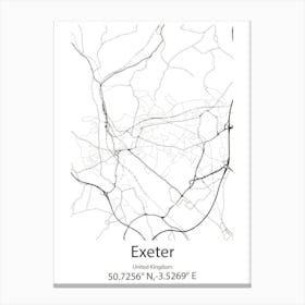 Exeter,United Kingdom Minimalist Map Canvas Print